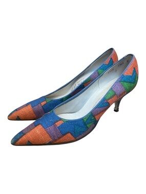 Caressa By Taicher Womens Vintage Woven Point Toe Heels Size 8.5 4A Narrow Heels